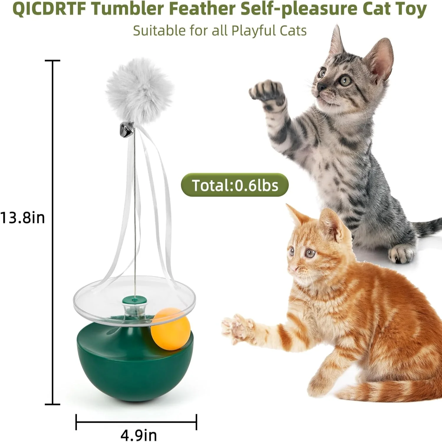 Interactive  Toy for Cats, Interactive Wobble  Toy, Automatic Balance Toy,  Pom-Pom Teaser Wand Self-Entertaining Toy for Cats,