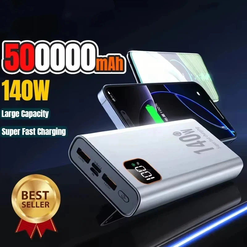 

500000 мАч Power Bank 140 Вт PD 22,5 Вт Высокая емкость Сверхбыстрая зарядка Портативное зарядное устройство для iPhone Huawei Samsung 2026