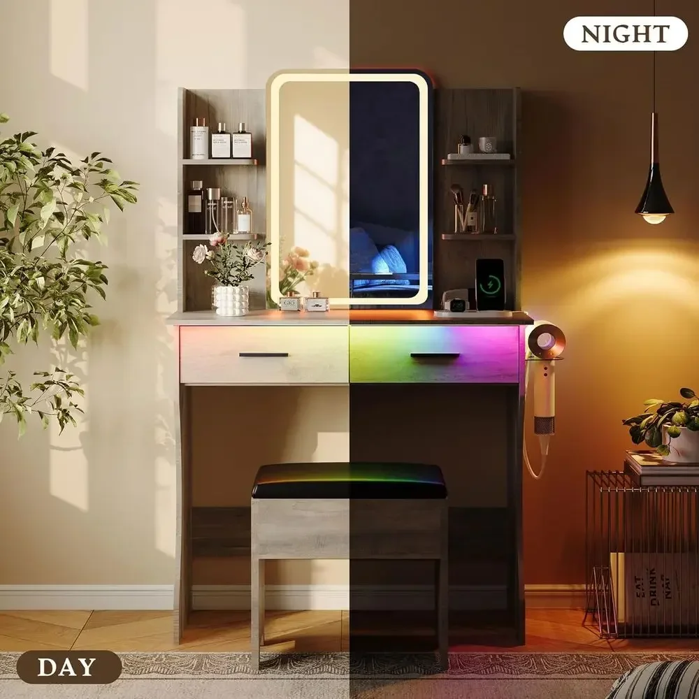 Compact vanity arrangement showing spatial clearance