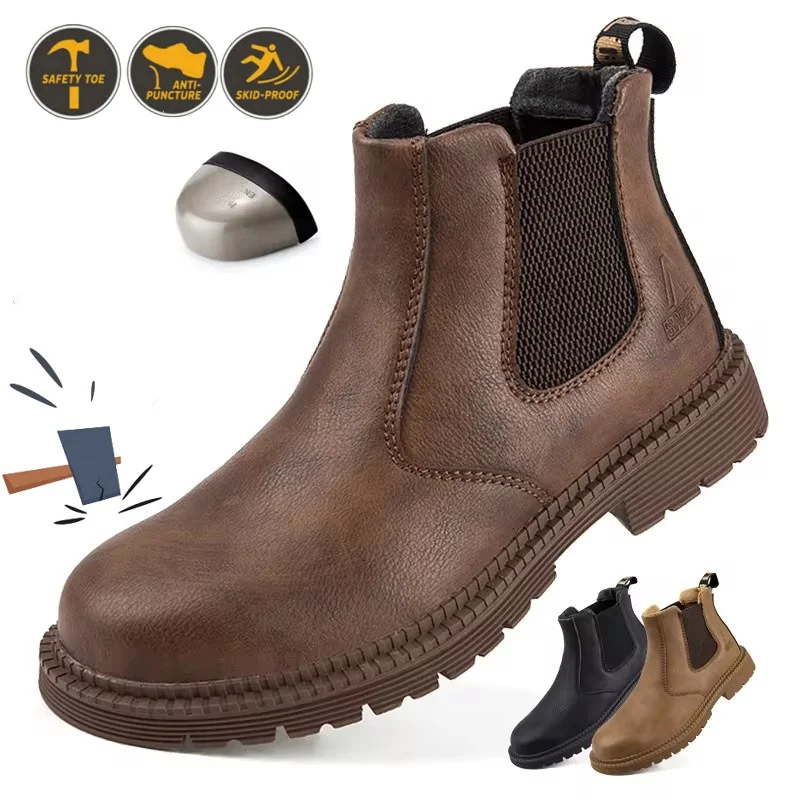 Pu Leahter Water Proof Safety Work Shoes For Men Steel Head Boots Male Footwear Indestructible Construction Work Boots