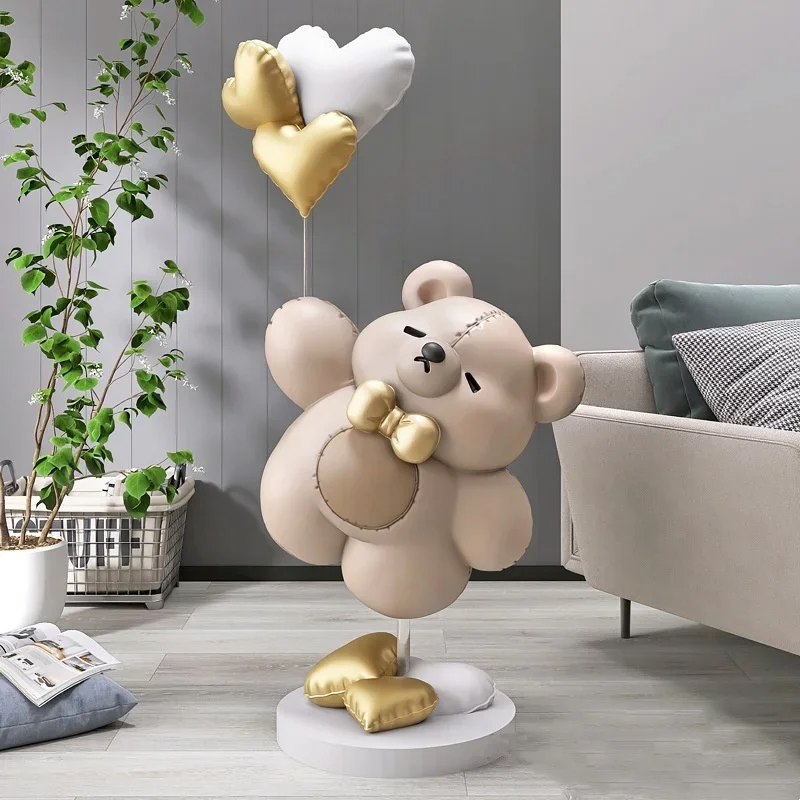 

A Custom Tide Play Bear Large Floor Ornaments Home Accessories Light Luxury Living Room Office Hotel Sculpture Ornaments