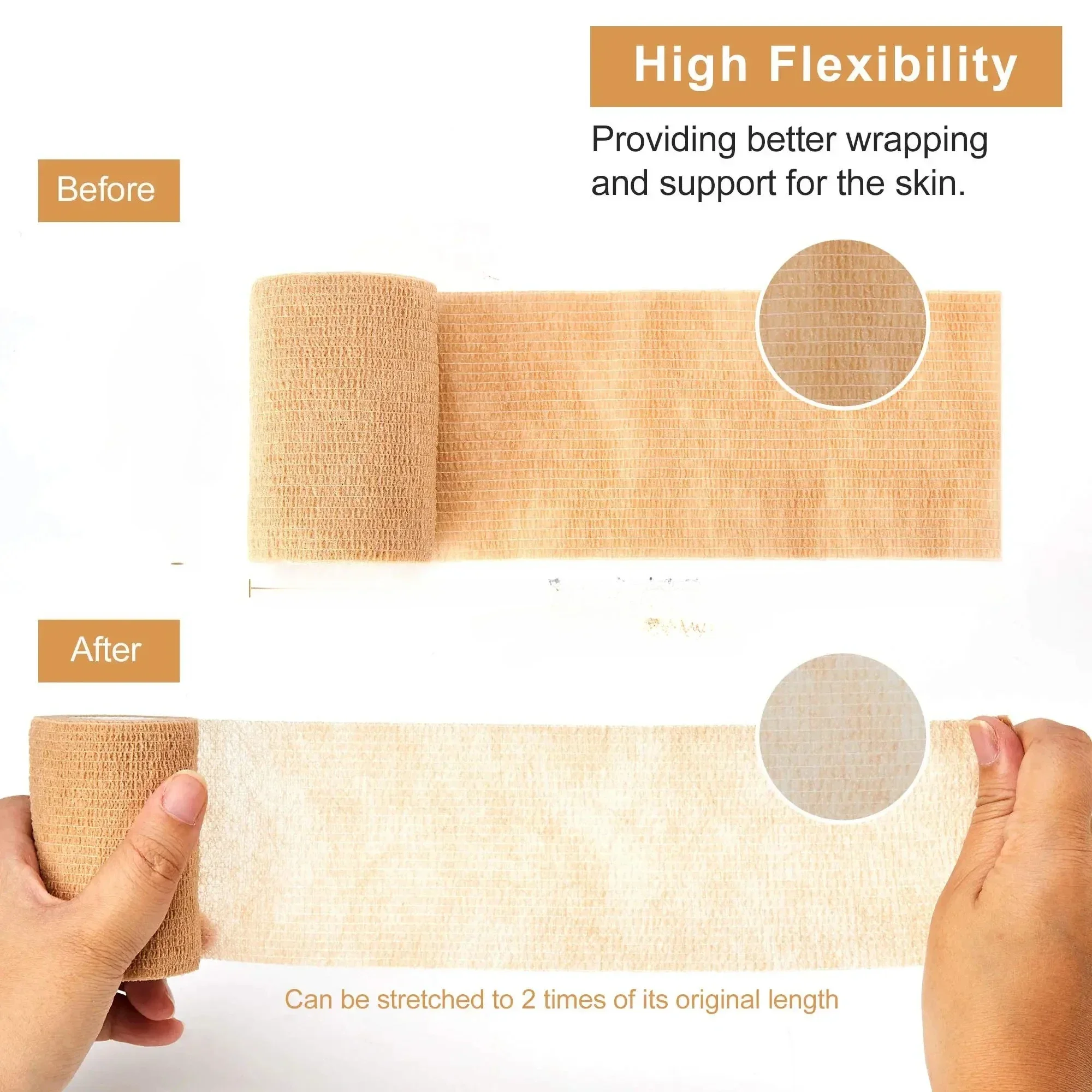 Breathable Beige Wrap Finger Tape 10 Rolls Elastic Medical Adhesive Bandage Self Adhesive Sports First Aid For Wrist Ankle