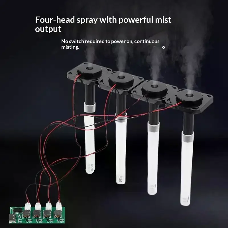 1 Set DIY Ultrasonic Nebulizer DC5V Unswitched 4 Spray Humidifier Module Atomization Control Board Type-C Interface Mist