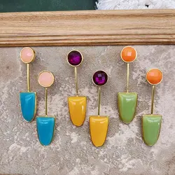 New Geometric Resin Stud Earrings Long Sweet Colors Combinition For Women's Summer Jewelry