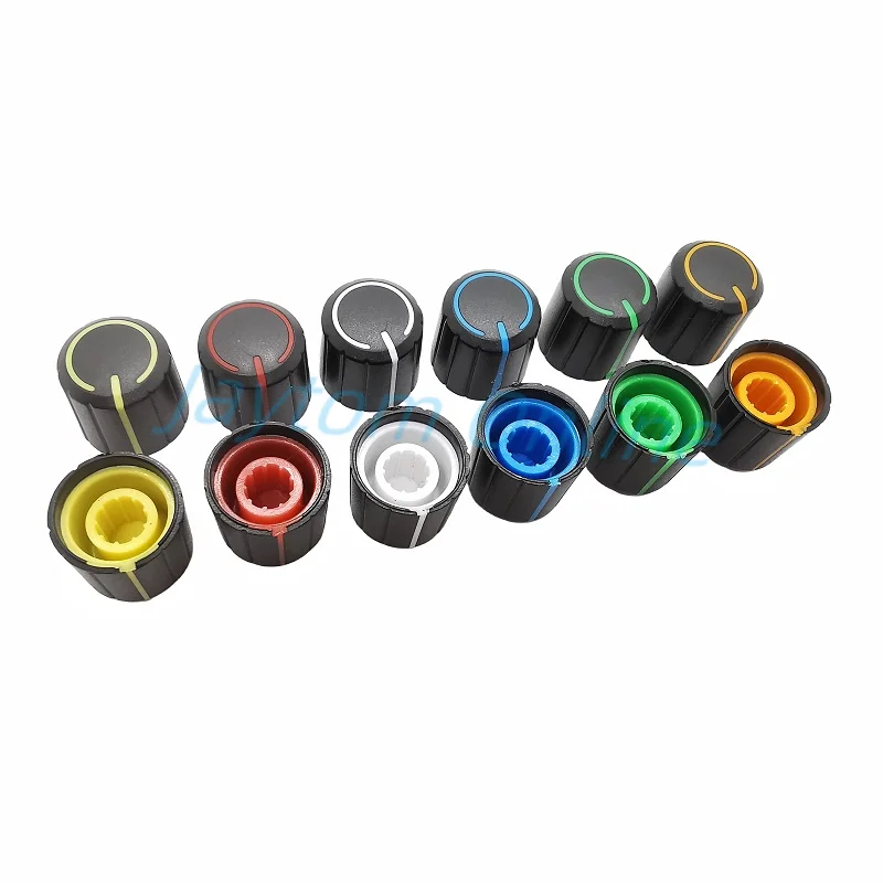 

10pcs Switch Potentiometer Encoder Band Plastic Knob Cap 15 x 13.5mm Plum Shaft 6mm Inner HoleType 6 Colors