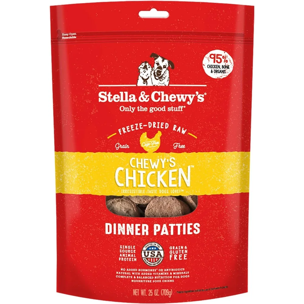 

Freeze Dried Raw Dinner Patties – Grain Free Dog Food, Protein Rich Chewy’s Chicken Recipe – 25 oz Bag