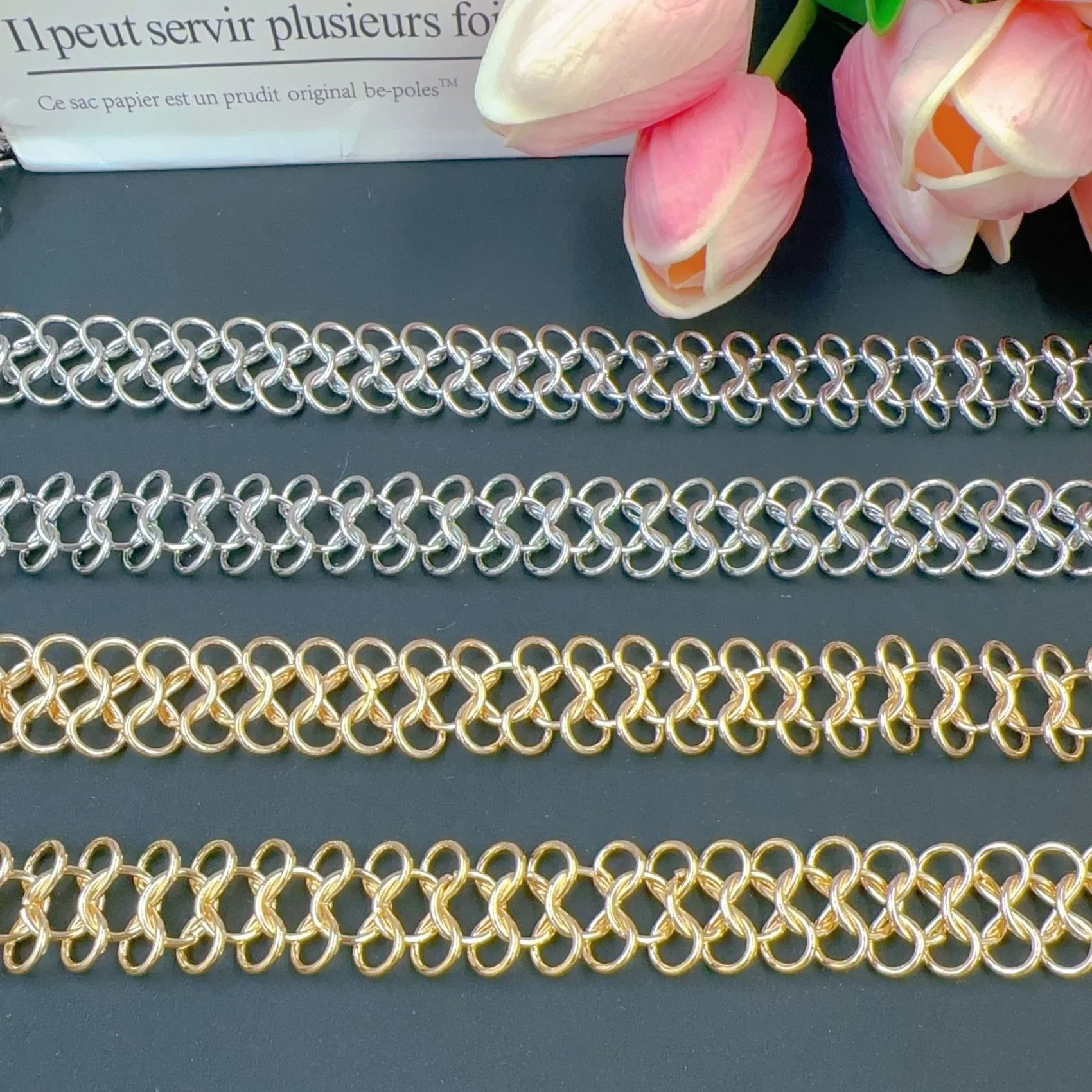 

New Style 1 Metre（100cm Silver Gold "8" Chains Jewelry Findings & Components Silver Gold Colors
