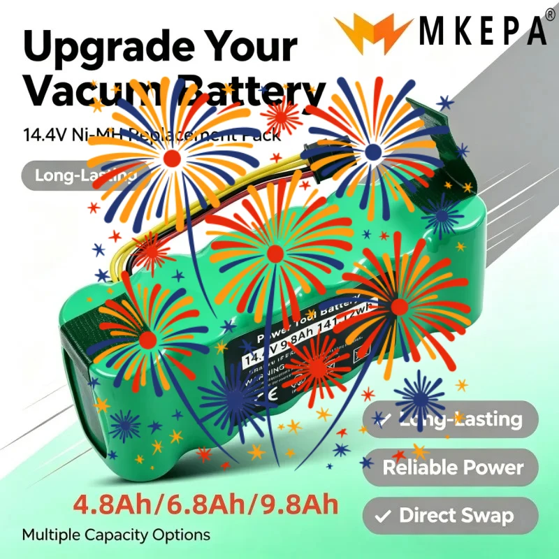 New Upgraded Replacement Ni‑MH Battery 14.4V 4800‑9800mAh, Rechargeable Sweeping Robot Battery For Panda Haier Ecovacs Dibea