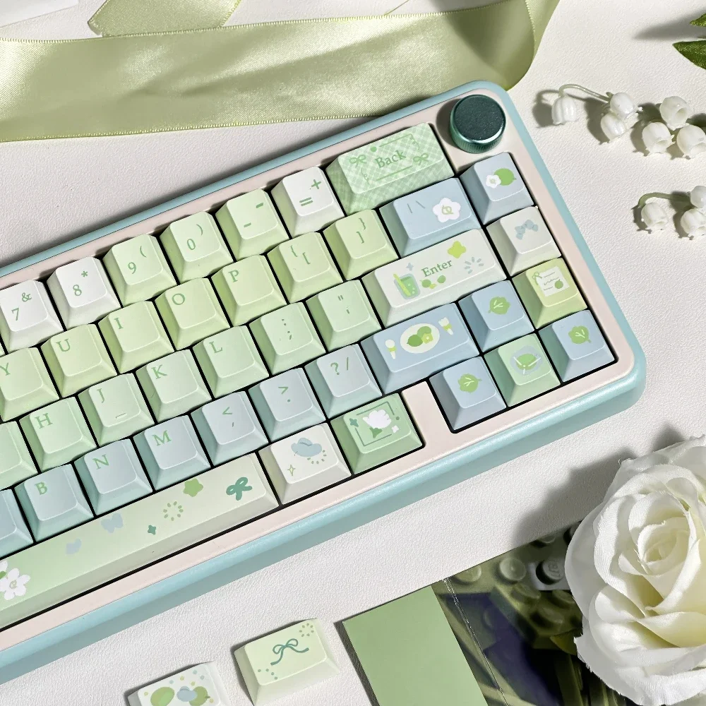 Gardenia Green Grape Theme Keycap Cherry Profile PBT Thermal Sublimation Mechanical Keyboard Keycaps Fresh and Beautiful Key Cap