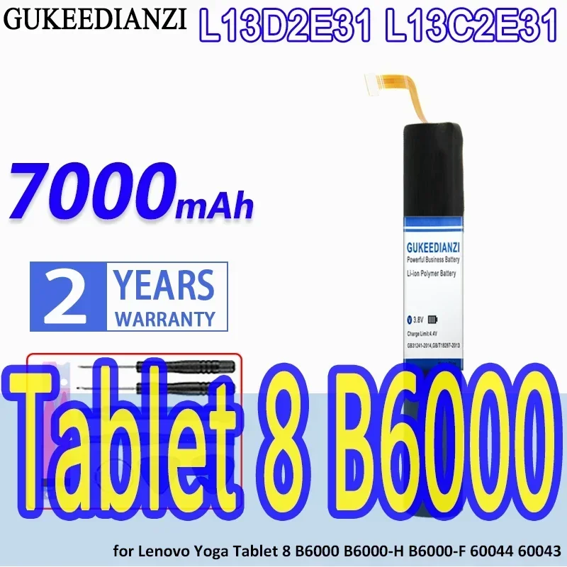 High Capacity GUKEEDIANZI Battery L13D2E31 L13C2E31 7000mAh for Lenovo Yoga Tablet 8 B6000 B6000-H B6000-F 60044 60043 Batteries