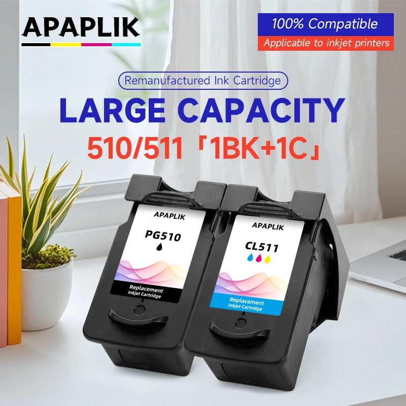 APAPLIK PG510 CL511 Replacement For Canon PG-510 CL-511 PG 510 CL 511 Ink Cartridge Pixma MP250 MP280 IP2700 MP240 MP270 MP480