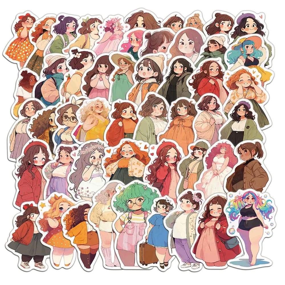 50PCS Creative Fat Stickers Cartoon Cute Handbooks Laptop Cases Computer Tablets Waterproof Stickers