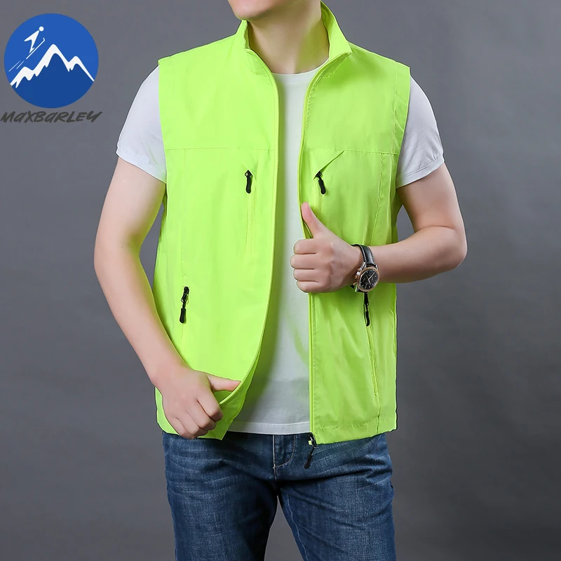 

Maxbarley Men Sleeveless Vest Summer Hiking Camping Multi-pocket Vests Casual Fashion Working Mesh Breathable Fishing Jacket