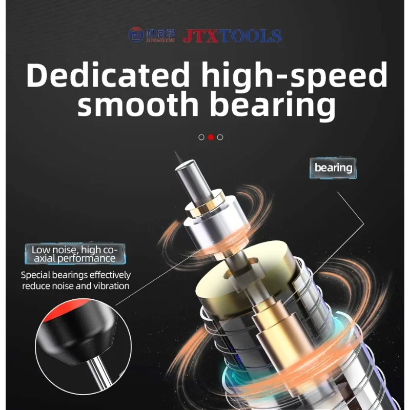 JTX GP-1 Wireless Electric Grinding Pen Torque Compensation 5 Gears 6 Heads Type-C for Phone IC Grinding Repair Tool
