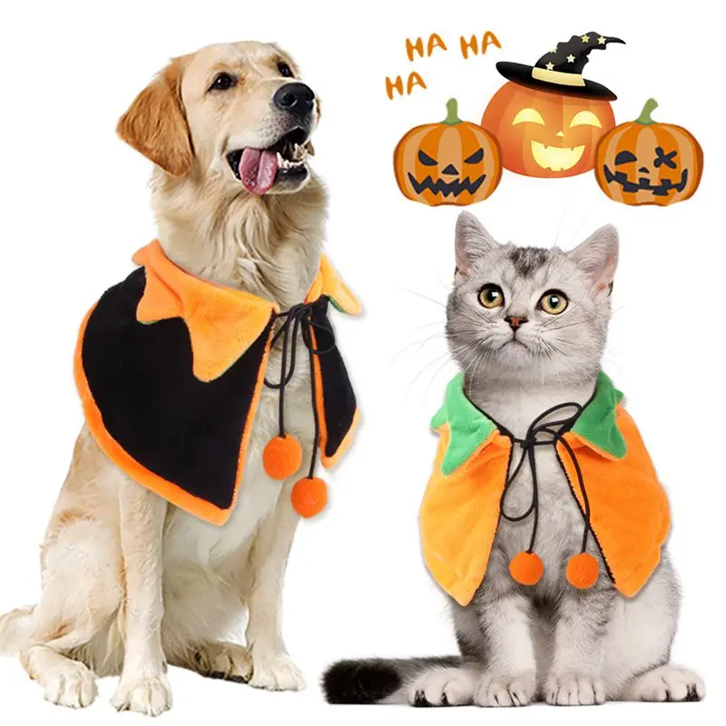 Halloween Pet Cape Hat Set Reversible Cape Pet Halloween Pet Cape Hat Set Reversible Cape Pet Cloak Pumpkin Dog Cape Cute Hallow