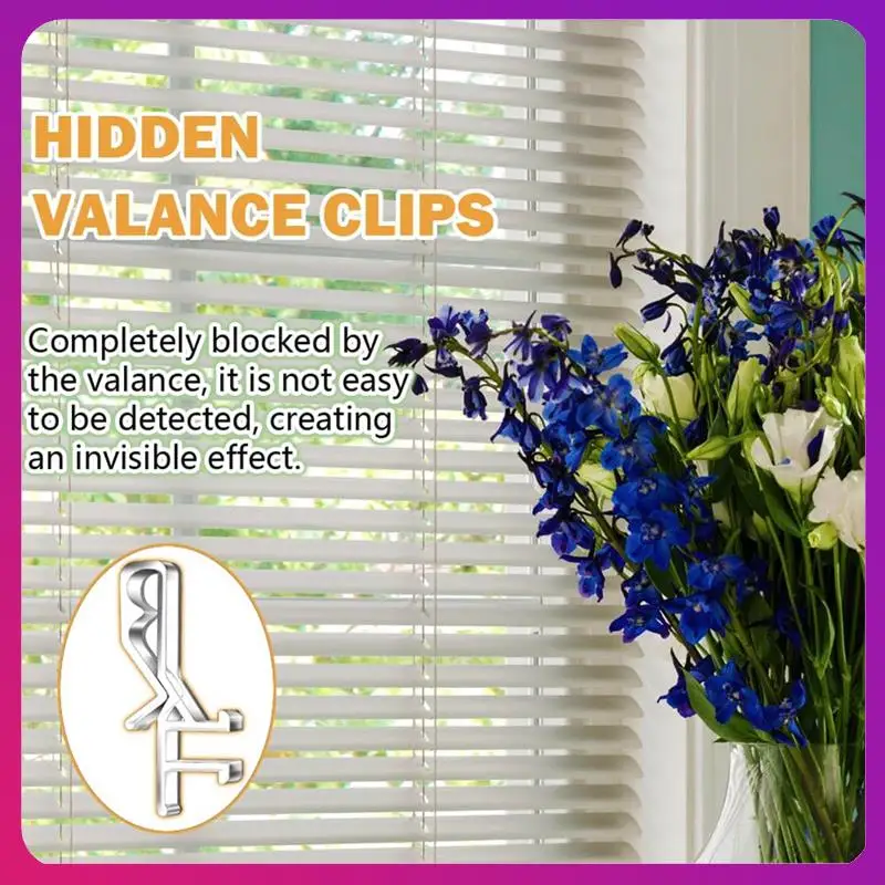 ABKL-36 PCS  Channel Valance Clips, 1-7/8Inch Clear Plastic Blinds Clips For The Valance With A Groove In The Back
