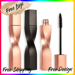 Rose Gold Tube Curve Black Mascara Private Label Brush Head Waterproof Long Lasting Thick Natural Eye Makeup Custom Logo