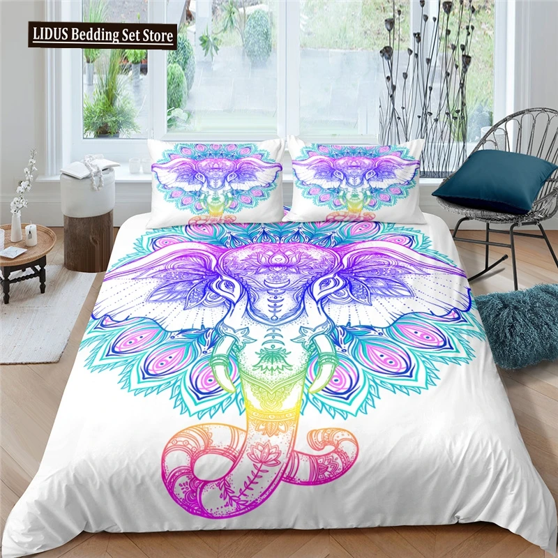 

Elephant Bedding Sets Boho Style Luxury 3D Print For Kids Adults Teens Ganesha Duvet Cover Set Queen Size Polyester Bedding Set