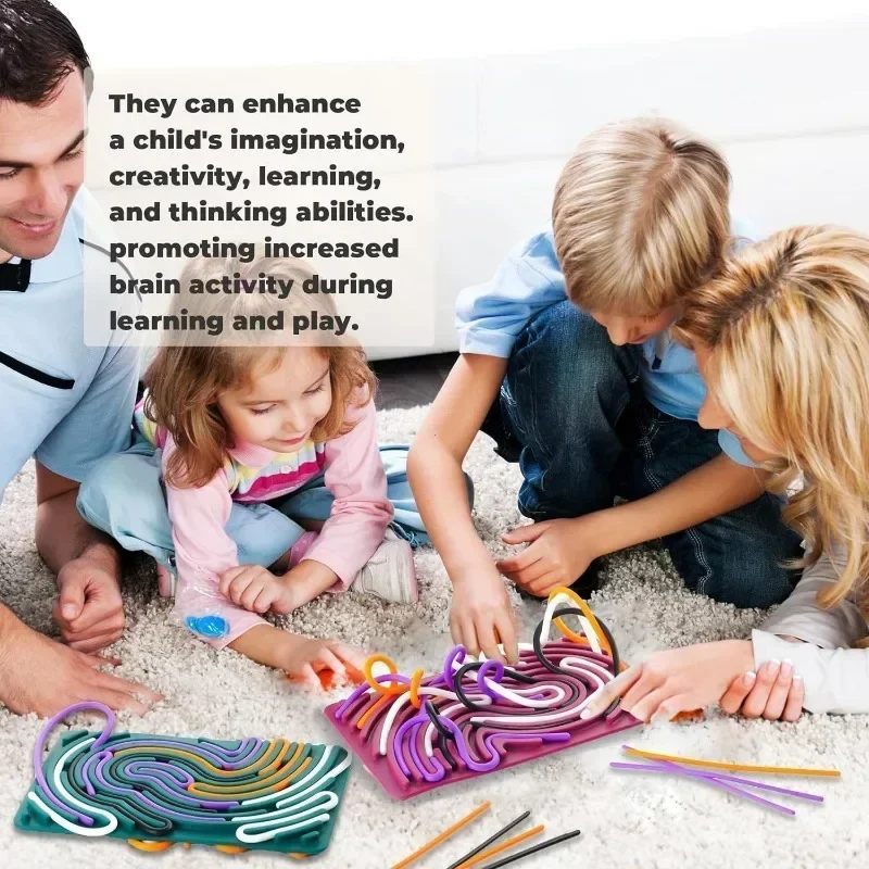 Sensory Activity Board for Kids Busy Board Motor Skills Montessori Toy Relaxing Stress Colored Silicone Rod Travel Toy Gifts - view 3