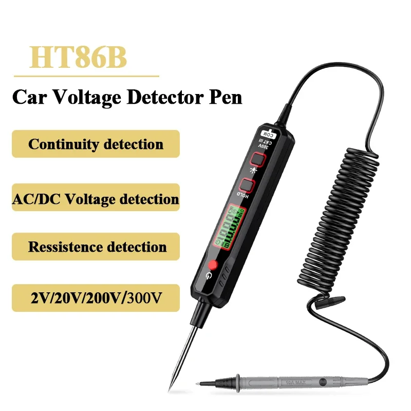 HT86B Automotive test pen AC/DC 12-300V Car Voltage Detector Pen Circuit Tester Resistance Capacity Digital auto circuit tester