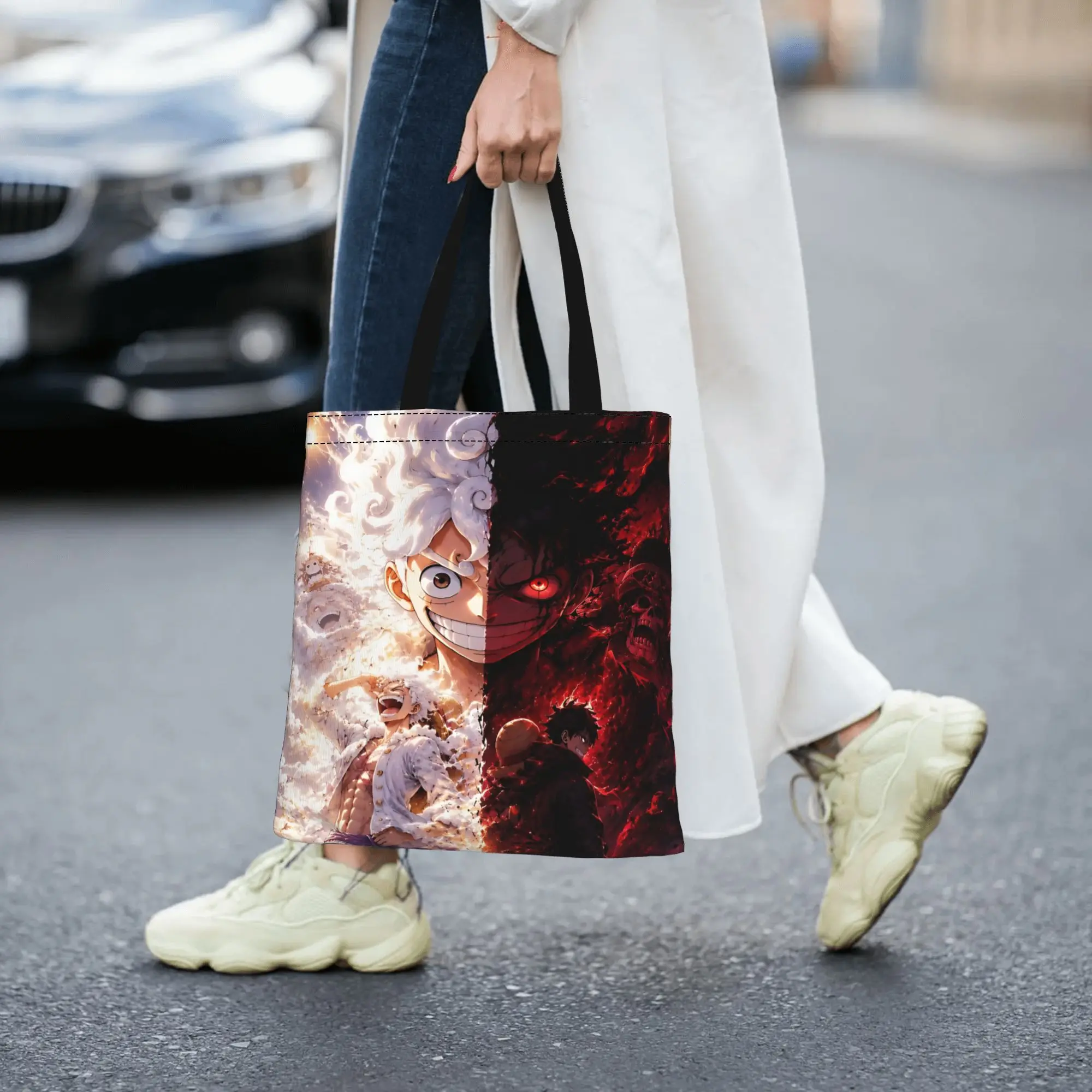 Customized One Piece Women's Bag Shopping Bag Reusable Double Sided Canvas Tote Bag Shoulder  Handbag