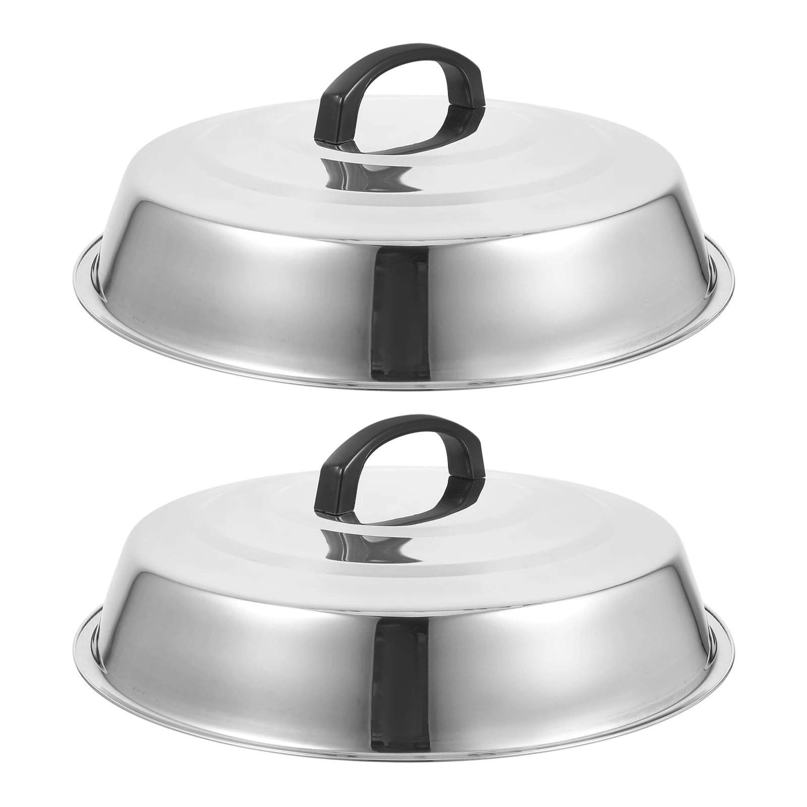 

2 Pcs Stainless Steel Wok Cover Cauldron Food Covers Griddle Dome Grill Lid Large Capacity Thickened Round Shape