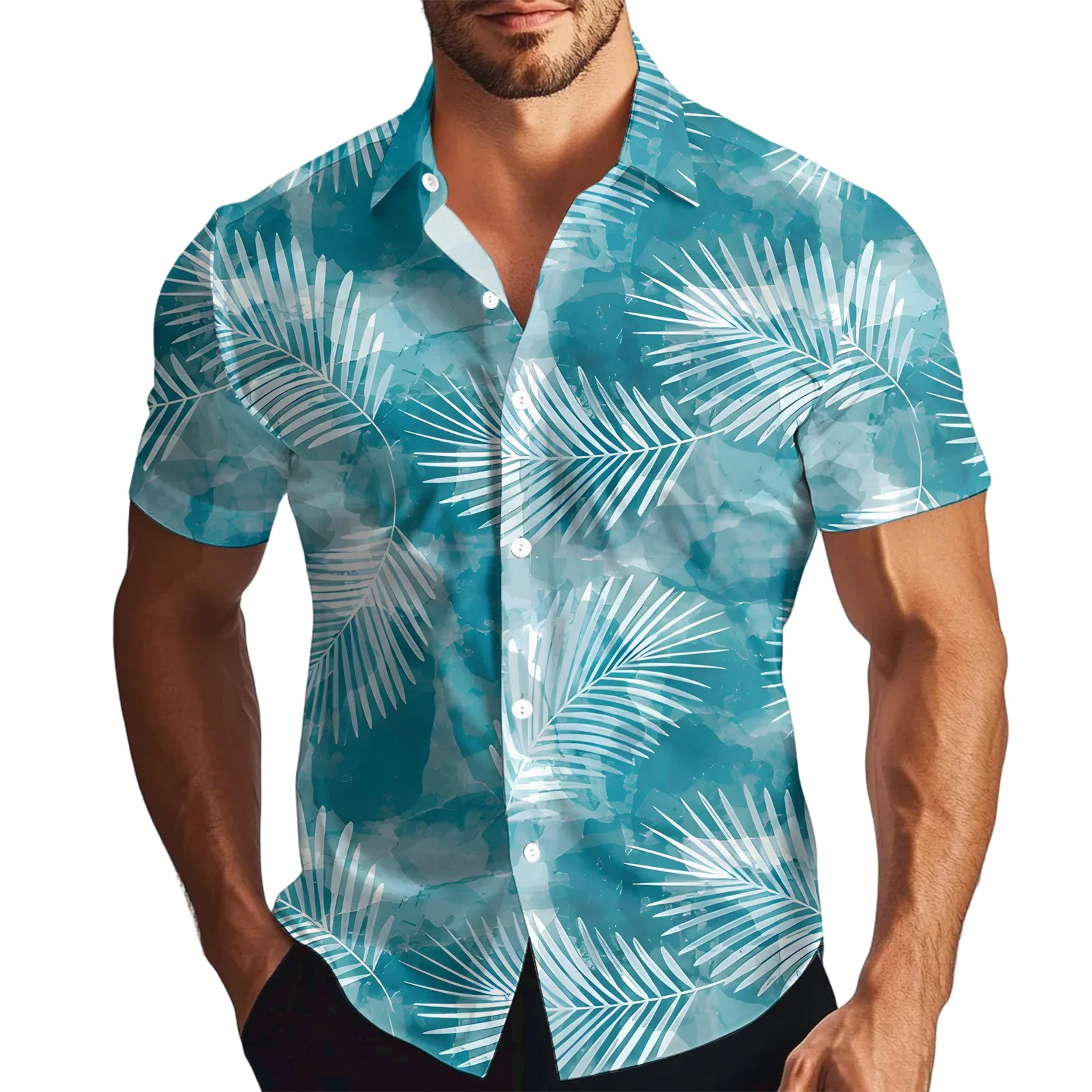 

Summer T Shirt Man Printed Men'S Fashion Printed Satin Short Sleeve Shirt Top Single Breasted Casual Shirts For Man 남자 여름 셔츠
