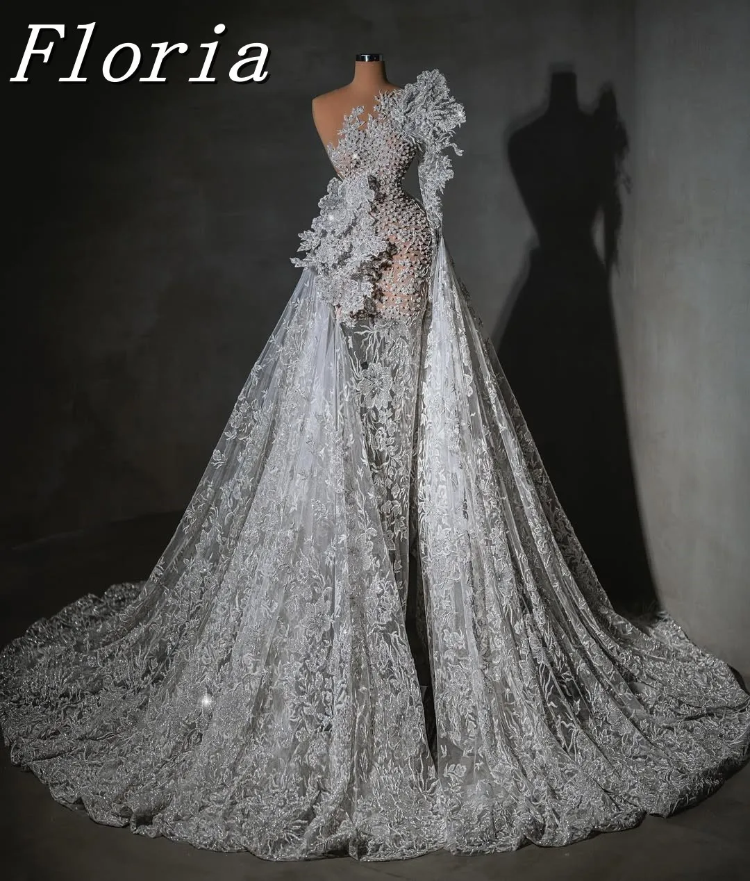 

Arabic Dubai 2025 Luxury Lace Wedding Dresses Beading Crystal Pearls See Through Princess Bridal Gowns Bata Novia Customized