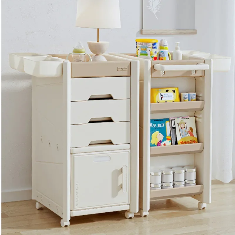 

Large Capacity Layered Baby Storage Cabinet Dust Proof and Moisture-proof Baby Product Storage Drawers Movable Bedside Table