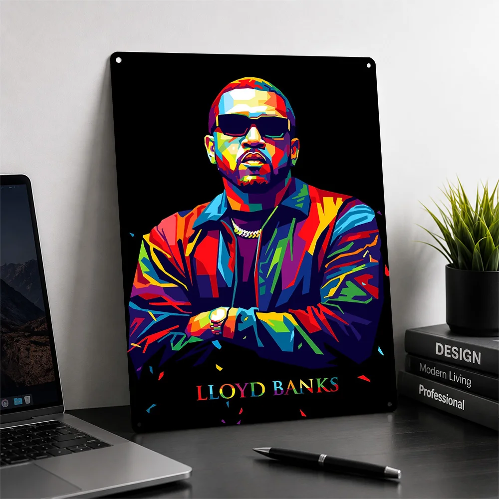 Lloyd Banks Pop Art Portrait 3D Printed Texture Poster Personalized Wall Art Retro Metal Tin Signs for Living Room Decoration