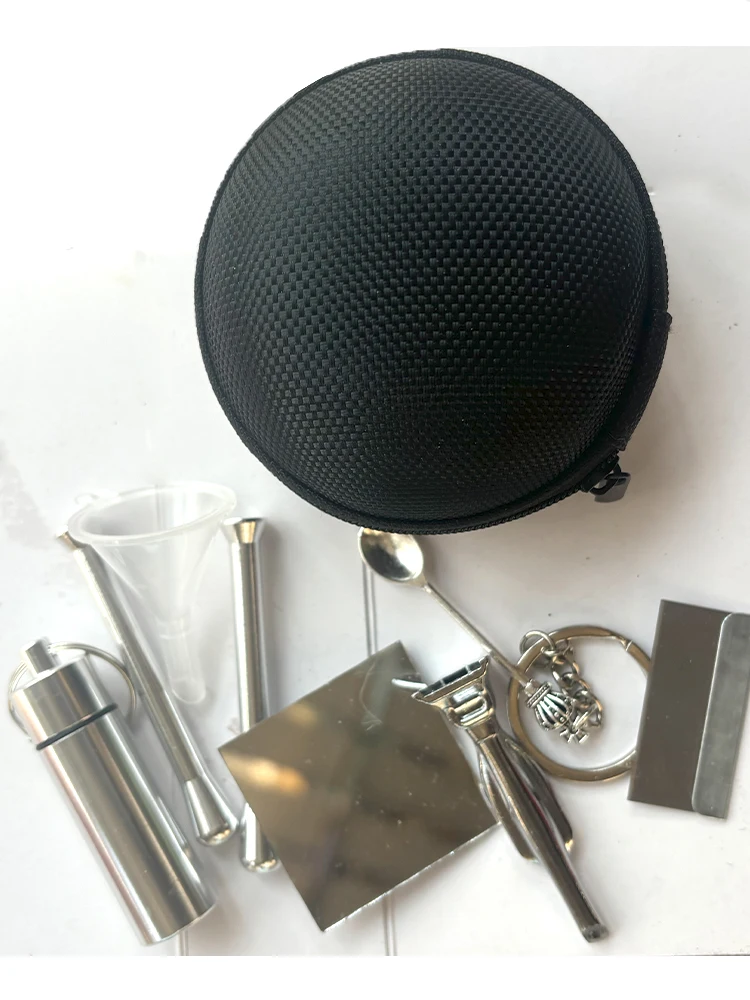 (9 قطع) مجموعة أدوات الفقرة فومار تابكاريا - خزان تخزين، بيبا، ملعقة طبية مع سلسلة مفاتيح، حقيبة بسحاب، قمع