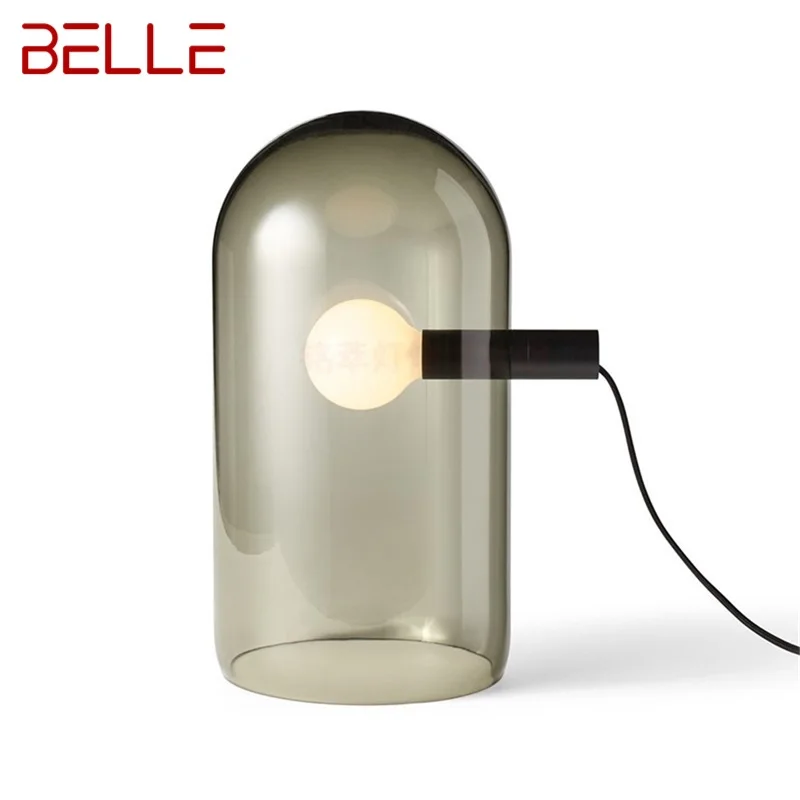 

BELLE Postmodern Table Lamp LED Simple Bedside Glass Vintage Desk Light for Home Living Room Bedroom Decor