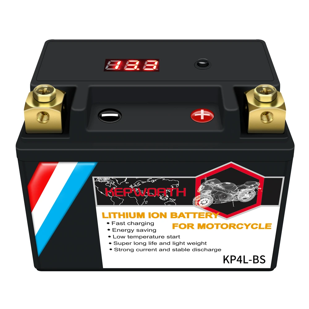 KP4L-BS 12V 2Ah Motorcycle LiFePO4 Starter Battery CCA 160A Lithium Ion Scooter Battery Built in BMS Replace YTX4L-BS YT4L YTX4L