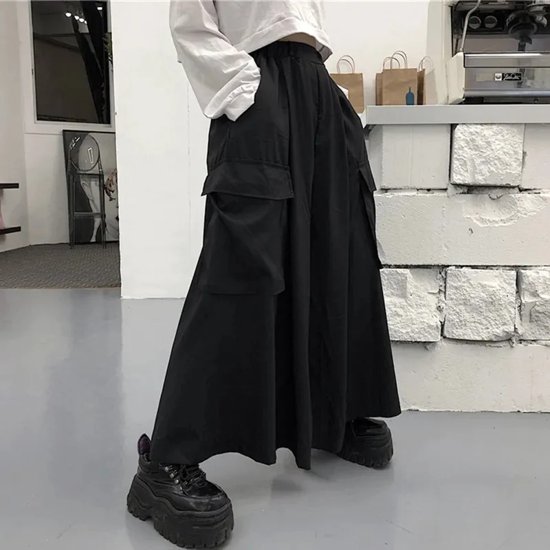 GIDYQ Plus Size Wide Leg Pants Women Y2K Streetwear Big Pockets Loose Cargo Pants Harajuku Gothic Oversize Female Trousers 6XL