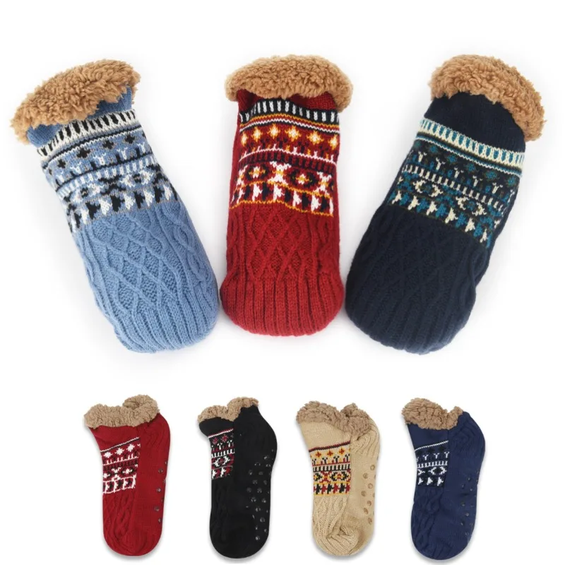 

Термальные женские и мужские носки-тапочки, зимние теплые короткие хлопковые утепленные домашние носки для сна, мягкие нескользящие носки-тапочки, нечеткие носки-тапочки 2025