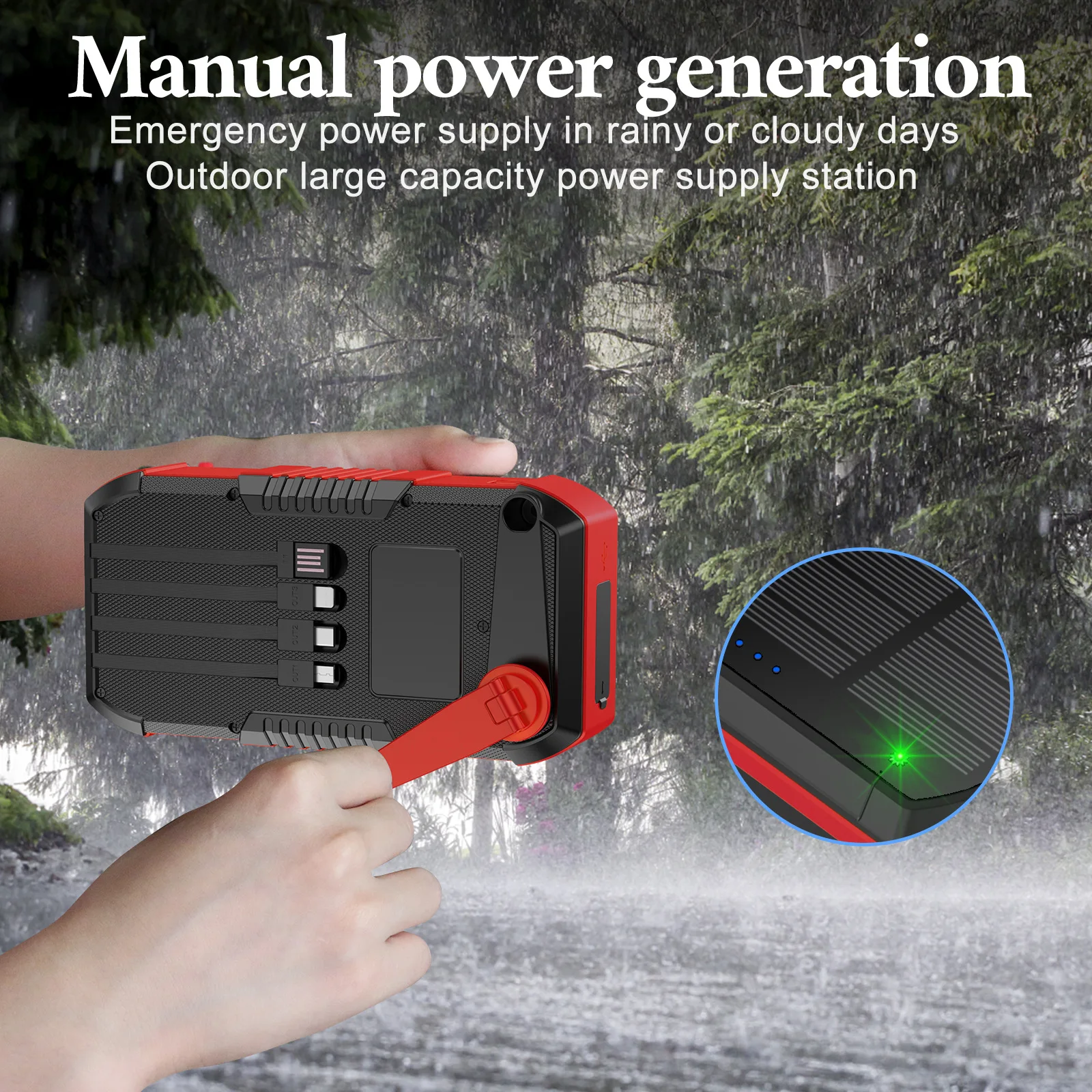 Hand Crank Solar Power Bank 66800mAh LED SOS Light Emergency Charger Powerbank for iPhone Huawei Xiaomi Samsung External Battery