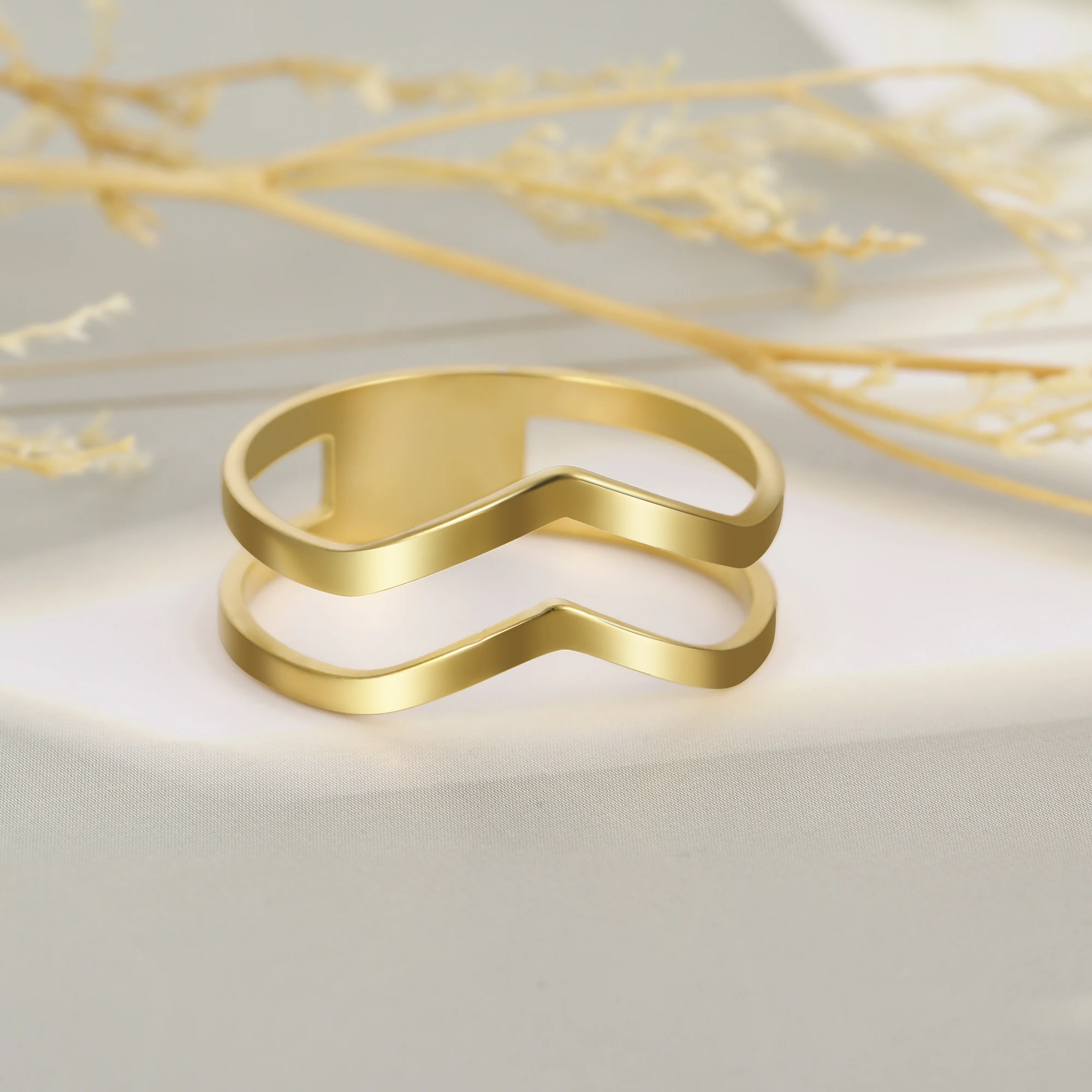 Lucktune Einfache Meereswellen-Ringe für Frauen, Edelstahl, trendige geometrische Ozean-Surf-Fingerringe, Schmuck, Hochzeit, Muttergeschenke – Detail 29