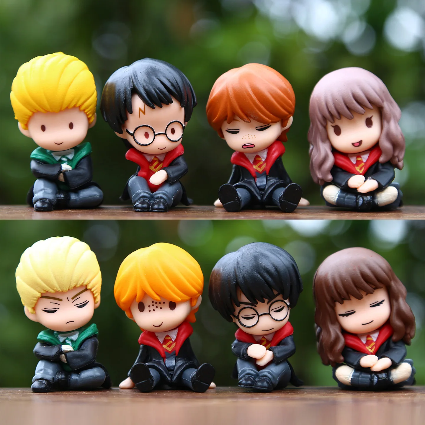 8pcs/set Anime Magic Boy Harry Q Version sitting posture Action Figure PVC Model Statue Toys doll Desk Decor Collectible Gifts
