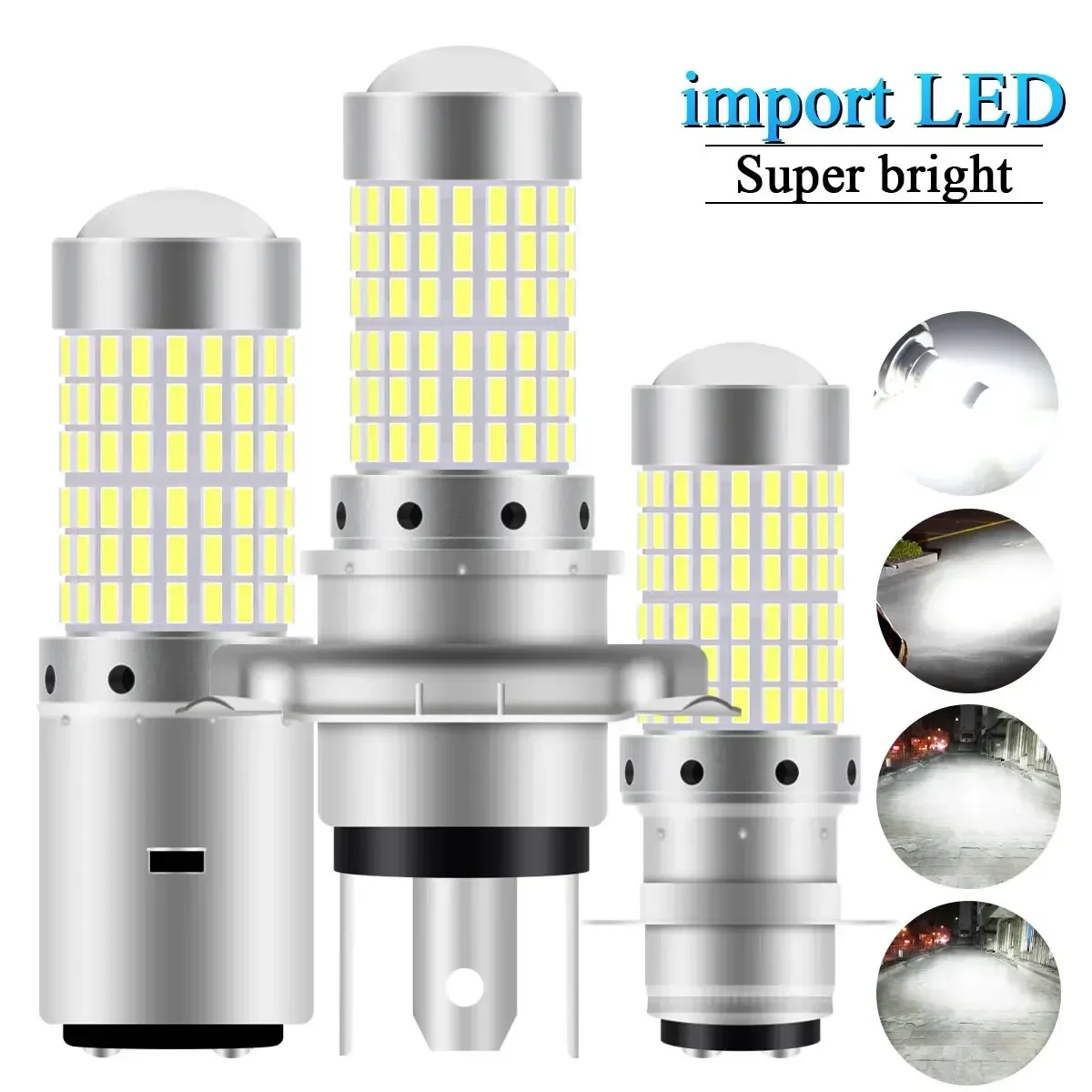 

1PCS H4 P15D BA20D Motorcycle Headlight Bulbs 144 SMD Bright White 12v LED Headlamp Fog Light Spotlight and Plug Mre