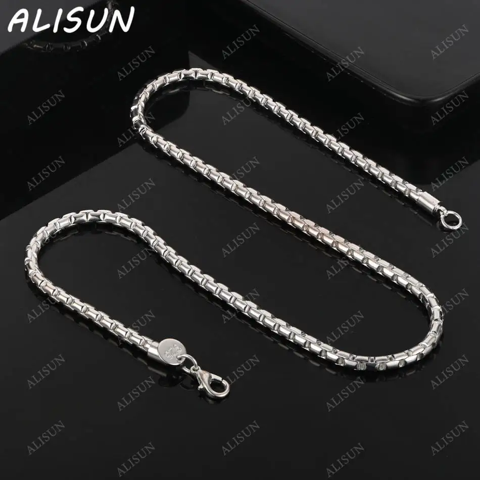 

ALISUN 925 Sterling Silver 45cm 4mm Bone Chain Necklace For Women Men Charm Trend Birthday Gifts Fashion Party