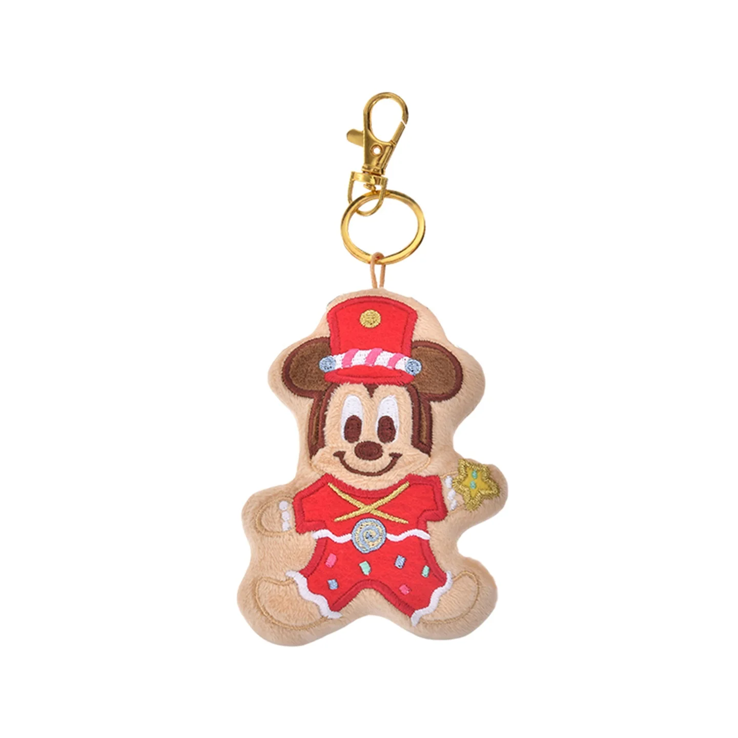 Disney Christmas Gingerbread Man Plush Keychain, Cute Holiday Decor Gift, Festive Xmas Stocking Stuffer Charm Ornament