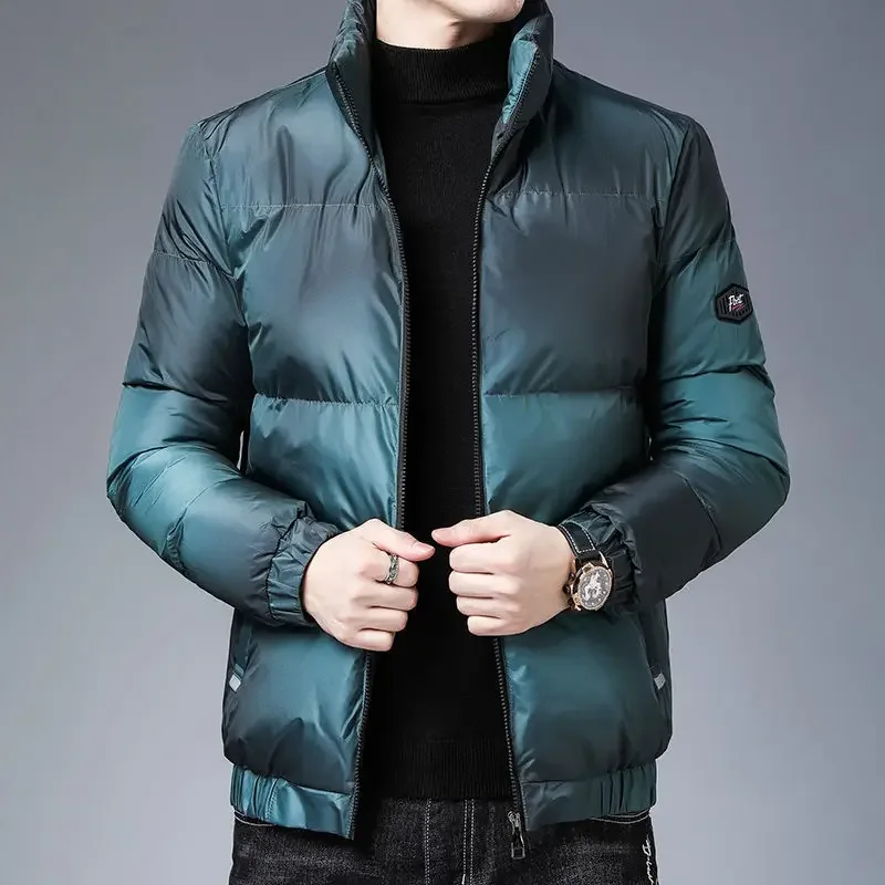 Padding Gradient Color Man Padded Coat Short Down Jackets for Men Casual Parkas Winter New in External Clothes 2024 Promotion &