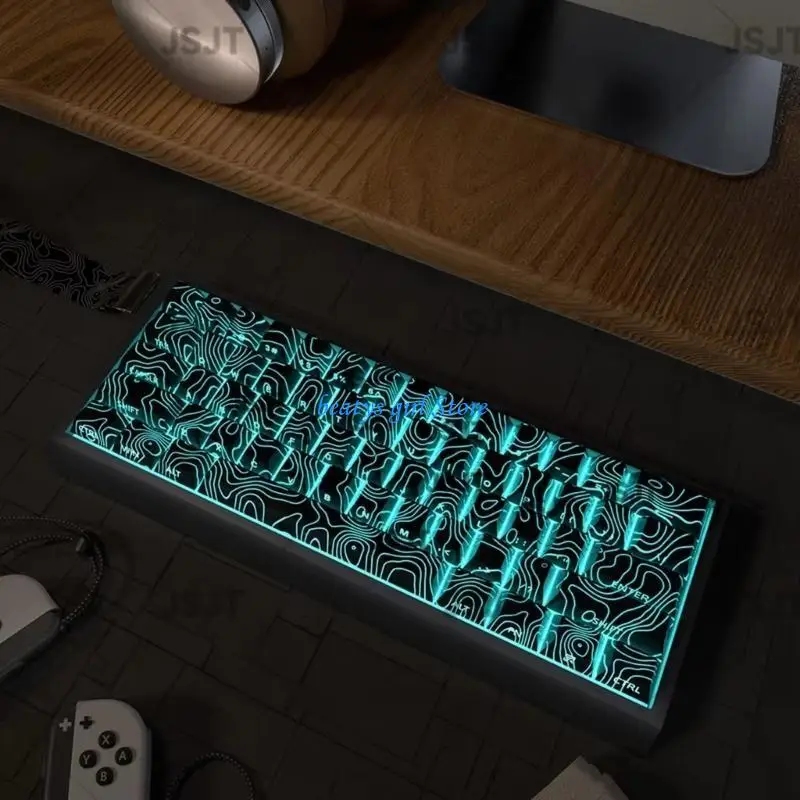 

C7AB Black Side Transparent Keycaps For 131Keys Keycap Enhances Typing Contoured