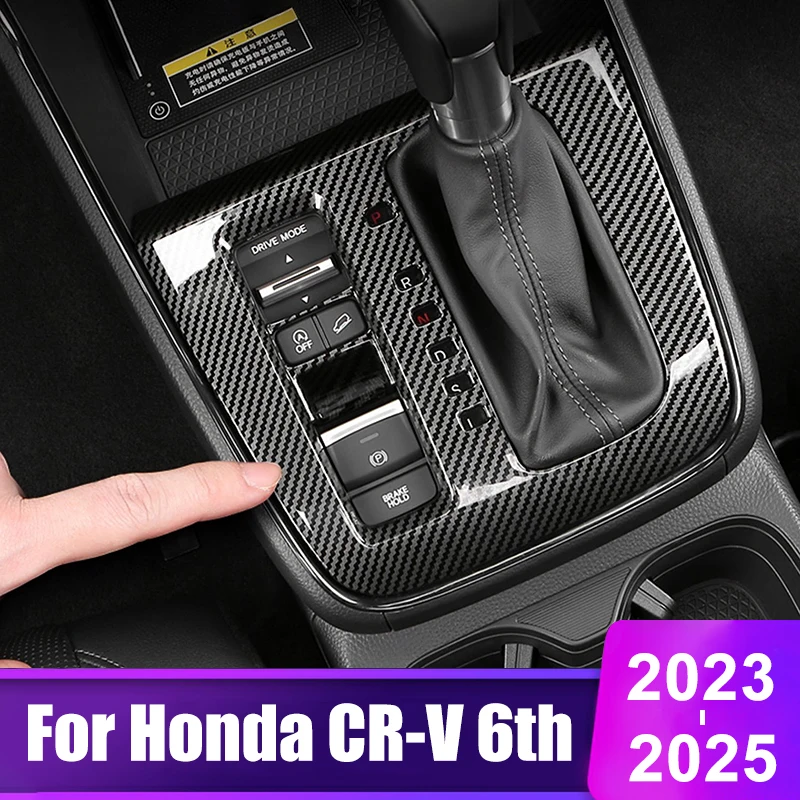 

For Honda CRV 6th Gen 2023 2024 2025 / CR-V Hybrid ABS Carbon Fibre Car Gear Shift Panel Cover Trim Accessories