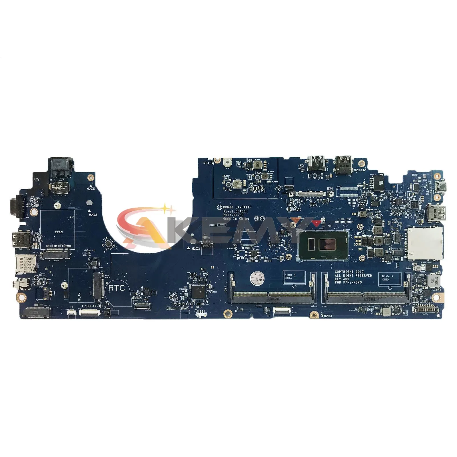 Akemy LA-F411P Mainboard For Dell Latitude 15 5590 Laptop Motherboard DDM80 w/ i5 i7 7th Gen or 8th Gen CPU CN-04H855 0XPMY5