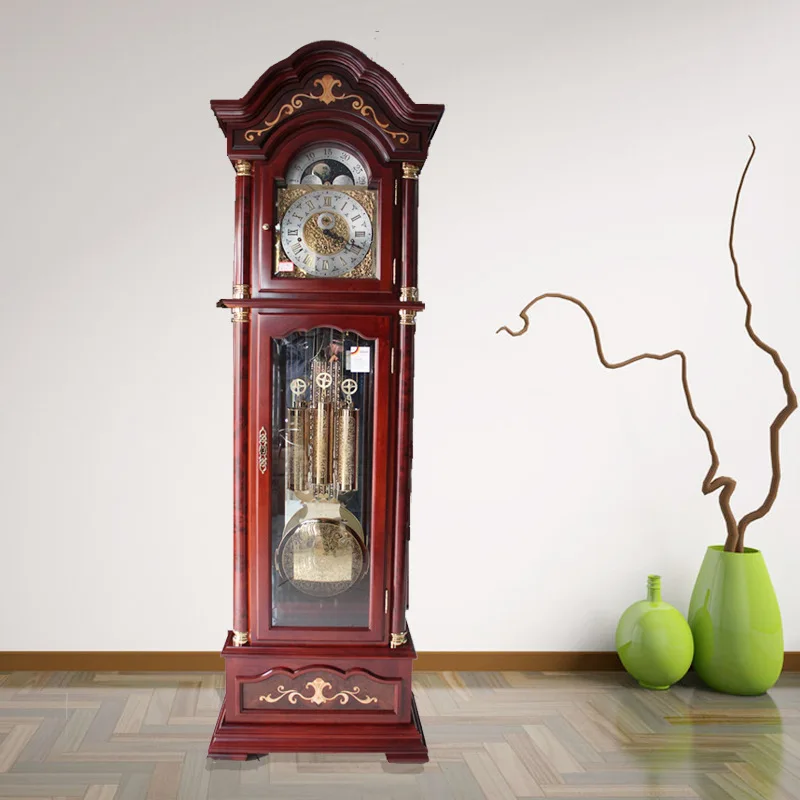 European living room solid wood swinging atmospheric floor clock Chinese retro