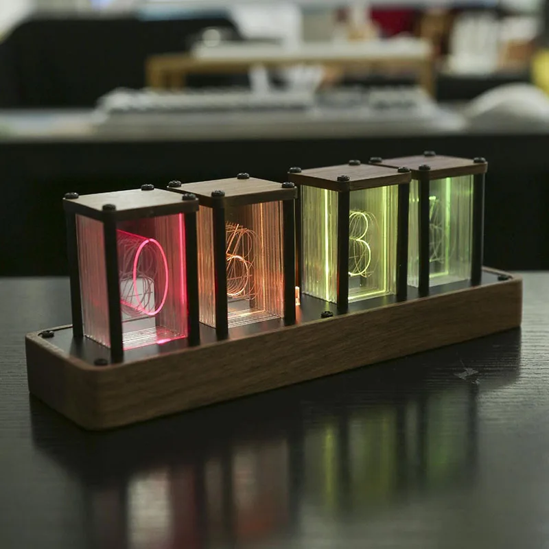 Nixie Tube Clock Desktop Clocks Imitation With Colorful RGB LED Glow Tube Clock Creative Alarm Clock Timer No Assembly
