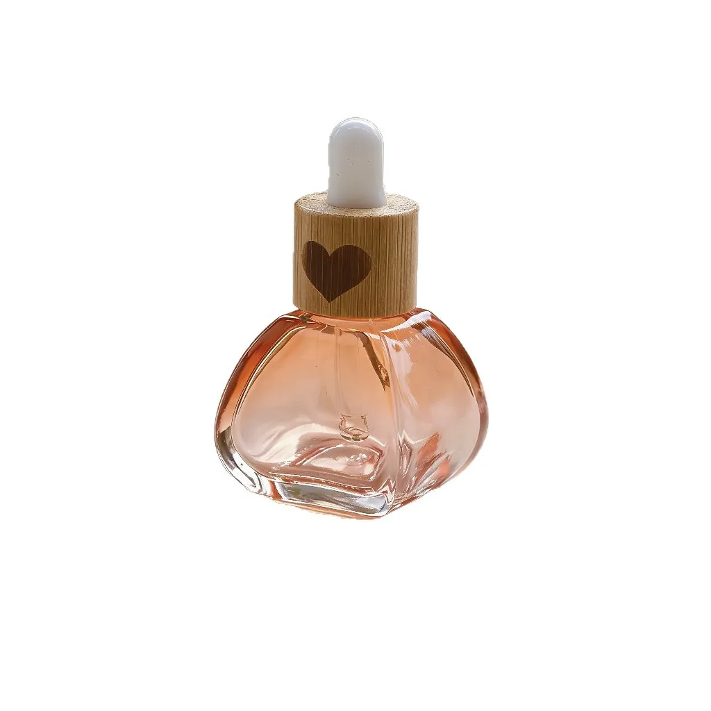 Perfume Bottle Glass 12ml Refillable Essential Oil & Perfume Vial Dropper Bottle with Bamboo Lid Essence Liquid Sub-bottling