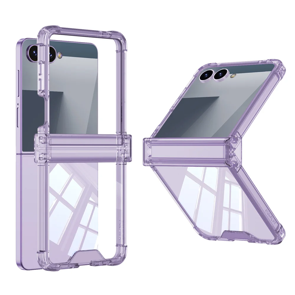 Transparent Hinged Protection Phone Case For Samsung Z Flip 8 7 6 ZFlip 5 4 3 5G Shockproof Bumper Armor Folding Back Cover