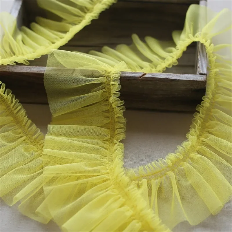 Fabirc Embroidery Lace Fringed Ruffle Ribbon Dress Trim Collar Applique Sewing Decor 10CM Tulle Wide Frilled Mesh 3D Pleated